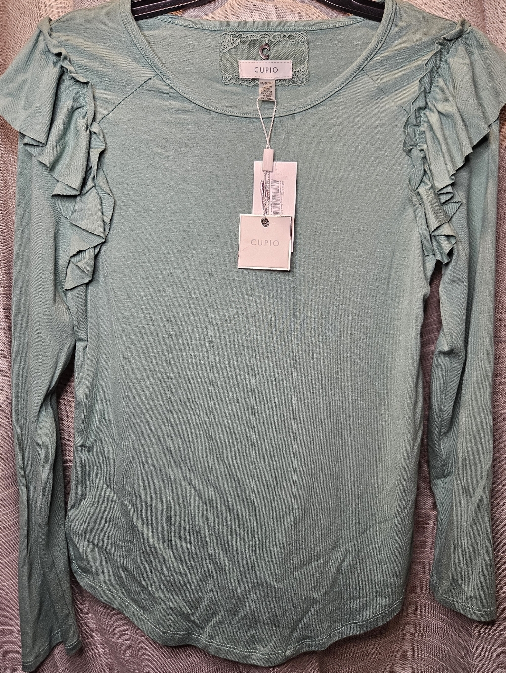 Cupio long sleeve top Ruffles XS Color-Feldspar NWT